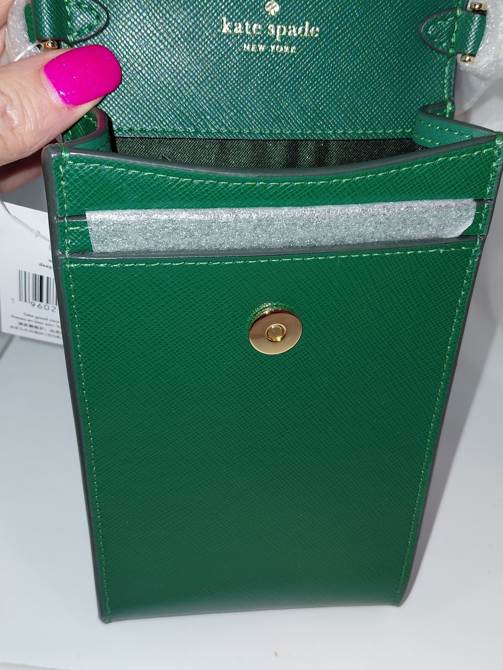 NWT Kate Spade Madison North South Green Saffiano Leather Phone Crossbody Bag. - Picture 3 of 8